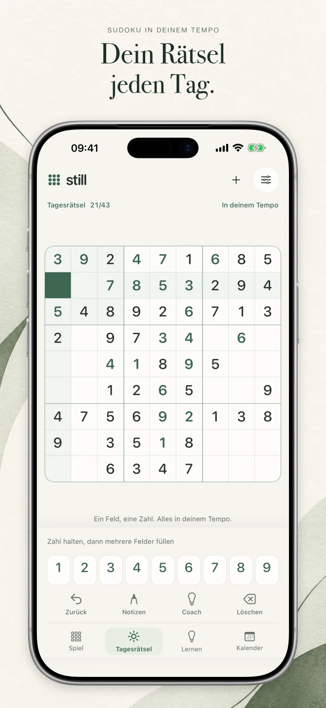 Store-Bild „Dein Rätsel jeden Tag.“ mit dem Tagesrätsel von Still Sudoku