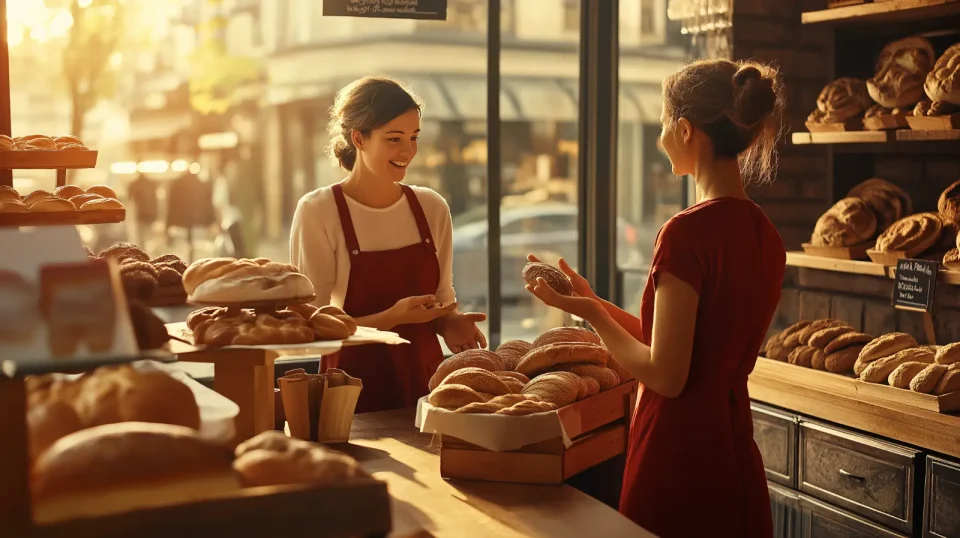 5 Stufen Des Kundenbewusstseins Customer Wareness Baeckermeisterin Im Austausch Mit Kundin